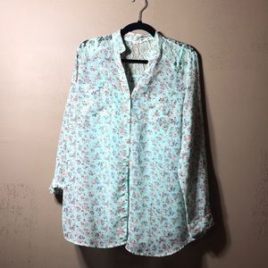 Wishful Park sea foam green button down blouse